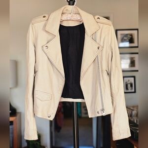 IRO Ashville Cream Lamb Leather Biker Jacket